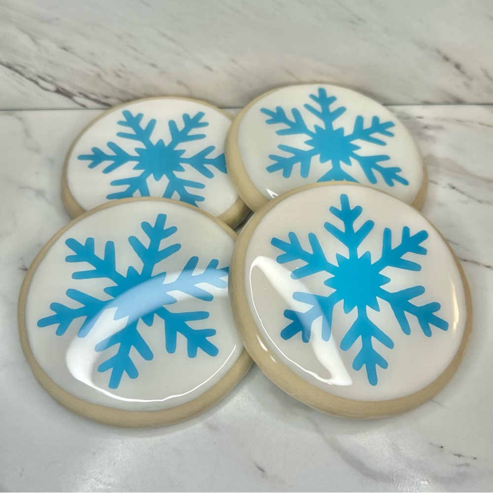 Snowflake Sugar Cookie Coasters - Handmade – Set of 4 - Picture 4 of 9